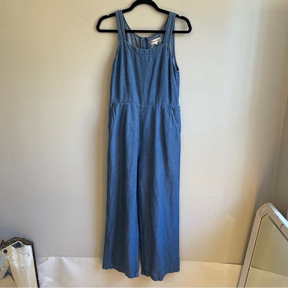 Madewell Chambray Denim Jumpsuit Wide Leg & Pockets, Size 4